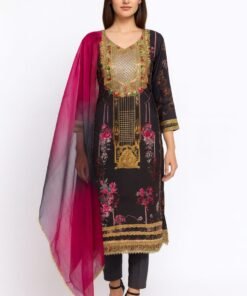 Graceful Festive Attire with Organza Dupatta – Charcoal